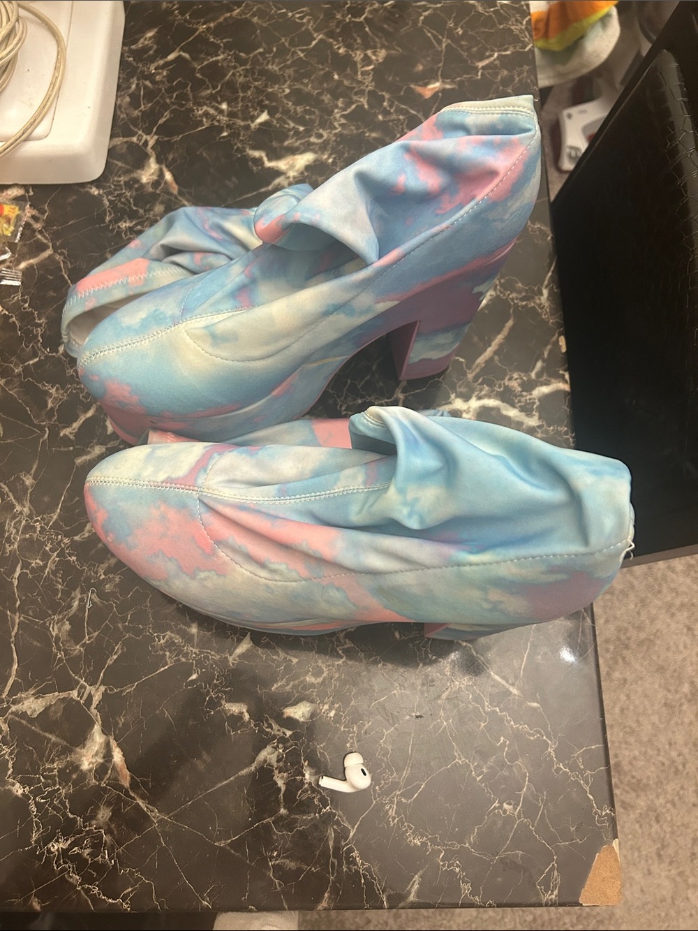 YRU Pastel Blue and Pink Tie-Dye Platform Heels